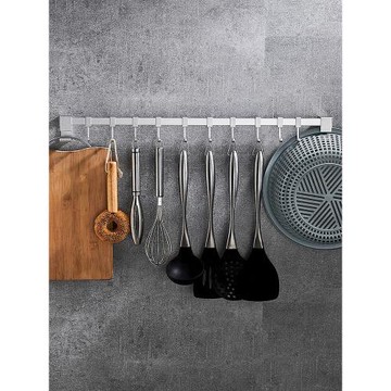 廚房掛鉤免打孔太空鋁掛桿壁掛鏟子勺子放廚具用品排鉤掛架置物架