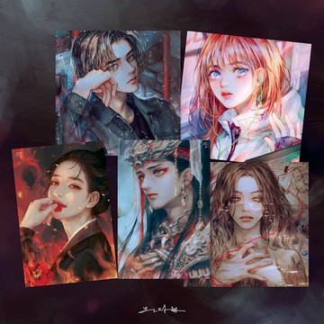 童話風 5款混搭明信片組 (oonjap) 人物 少女 少年 插畫