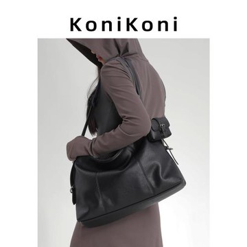 KoniKoni真皮小眾托特包女大容量通勤單肩包高級腋下大包2025新款