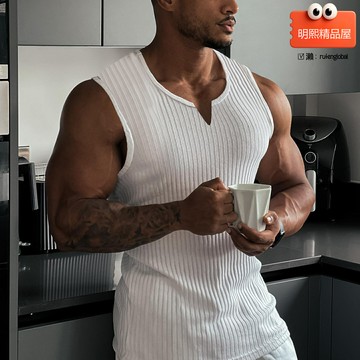 【透氣修身】健身背心 運動背心 工字背心 訓練背心 健身服 運動服 豎條紋針織 速乾透氣 V領寬肩 外貿品質 夏季健身必備