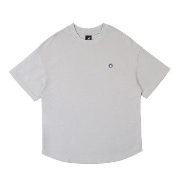 KANGOL 短T 白灰 繡花領 落肩 涼感 弧形下擺 短袖 中性 6625101609