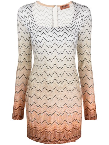 Missoni - zigzag intarsia-knit minidress - women - Polyester/Polyester/Cupro/Viscose - 40 - Neutrals