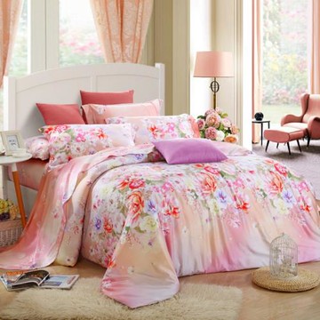 雪晶靈雙面純萊賽爾四件套件春夏季床單冰絲被套雙人1.8m床上用品