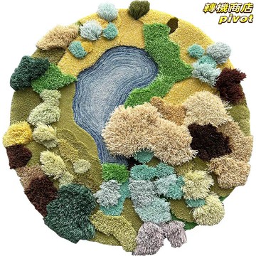 【奶油森林】圓形地毯 客廳地毯 臥室地毯 床邊毯 地墊 加厚短絨 立體藝術 防滑底 2025新款 北歐風裝飾