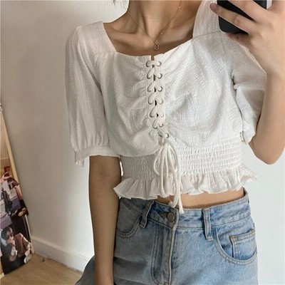 高校生 中学生 ファッション 半そで 夏 チュニック ブラウス トップス シャツ おしゃれ かわいい 韓国 大きいサイズ 10代 代 5954 通販 Lineポイント最大get Lineショッピング