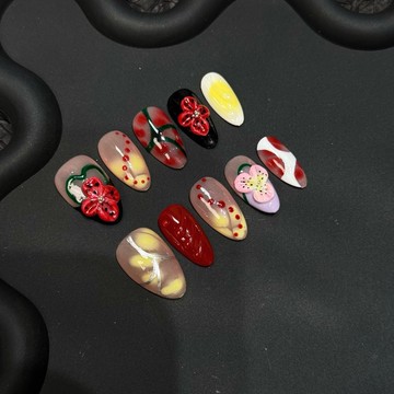 🌟Hannah🌟優選精品純手工捏捏鵰花手繪歐美跨境款美甲貼片穿戴甲片高級感可拆卸中款2026新款上新MJ11