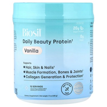 Biosil, Daily Beauty Protein, Vanilla, 17 oz (480 g)