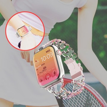 S11代 電鍍鐳射花瓣 手錶帶 適用於 Apple Watch 11 10 錶帶 9 8 7 6 5 SE 3 手腕錶帶