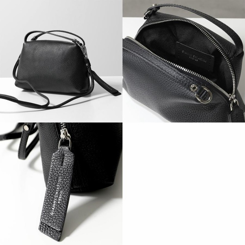 【GIANNI CHIARINI】黒レザー ハンド・ショルダーバッグ GIANNI CHIARINI ジャンニキアリーニ ショルダーバッグ