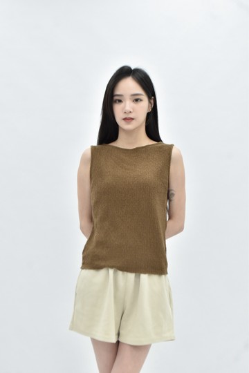 (S) uniqlo 棉質無袖棕色上衣