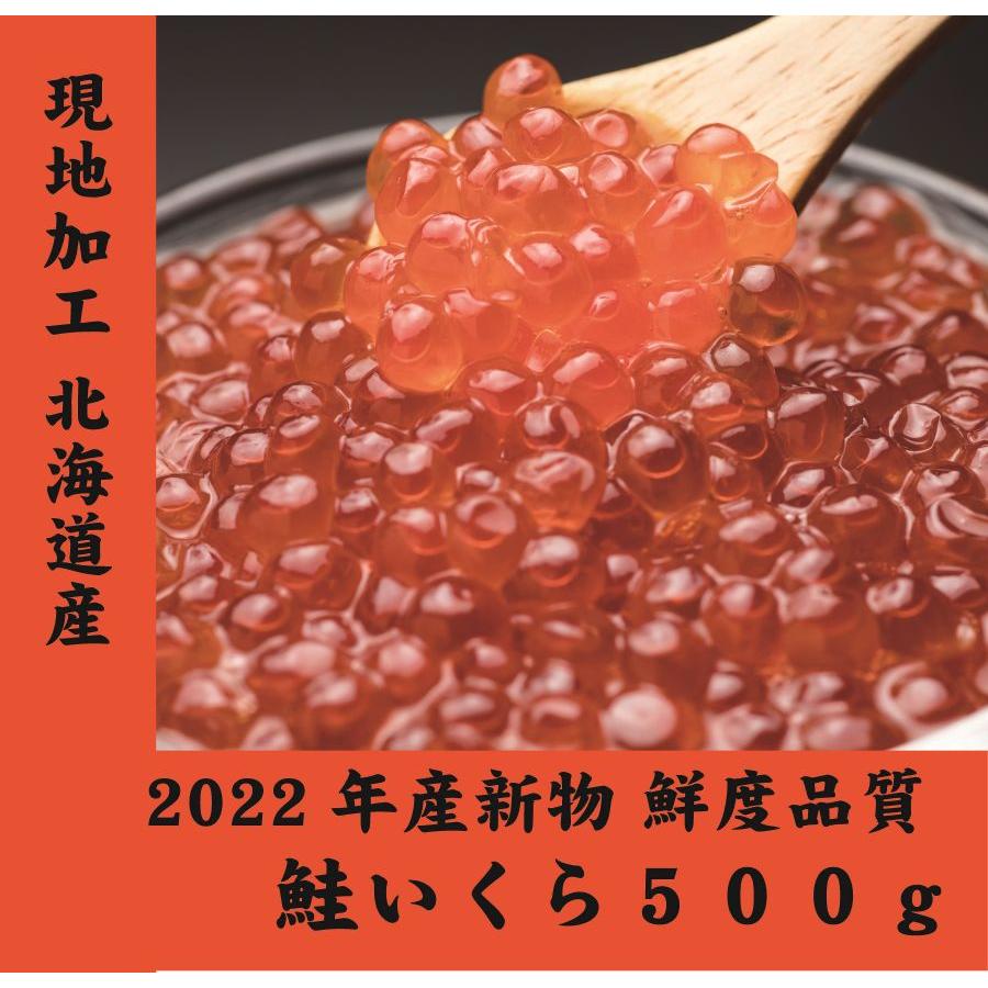 送料無料 国産原料 北海道産 令和4年新物 鮭 いくら醤油漬け 500g 斜里町産 産地直送 浜加工