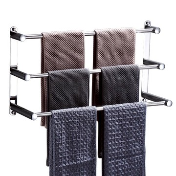 掛毛巾架衛生間置物架免打孔式單雙桿浴室不銹鋼浴巾架子廁所掛桿