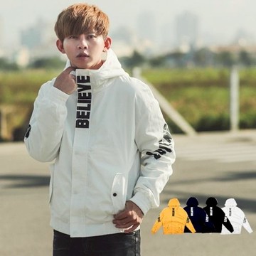 【NB0422J】韓國製加厚鋪棉文字大高領連帽 外套(LE-Z09)