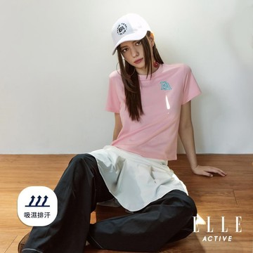 ELLE ACTIVE-女款 排汗緹花短袖T恤-粉紅 EA26S2W1605-72
