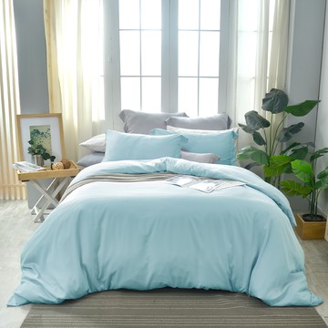 A-nice 雅妮詩 60支天絲緹花床包被套四件組 加大 親膚透氣  青藍  床包+被套+枕套