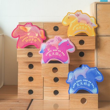 Wisi Huang【貓貓騎馬】迷你春聯, 新年賀卡 / 附信封 - 四款可選