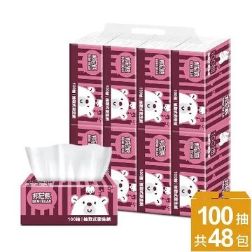 BeniBear邦尼熊復古酒紅條紋抽取式衛生紙100抽8包6袋/箱(48包)