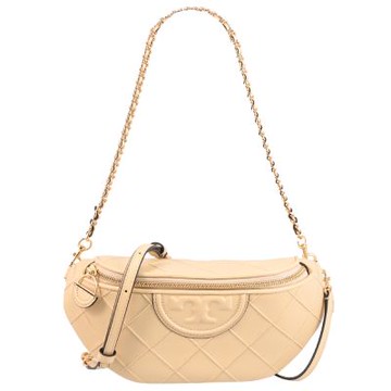 TORY BURCH Fleming 立體LOGO菱格車線雙背帶腰包/胸口包(裸色)