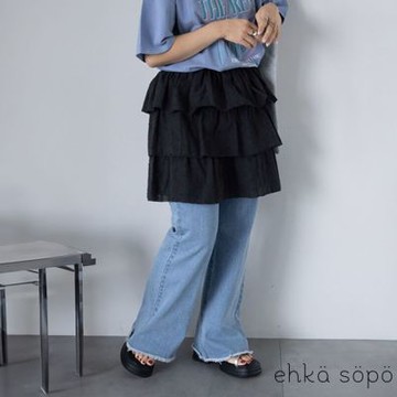 【ehka sopo】甜美荷葉邊蛋糕層次感短裙