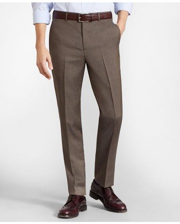 Brooks Brothers Men's Flex Milano-Fit Wool Trousers | Brown | Size 40 34