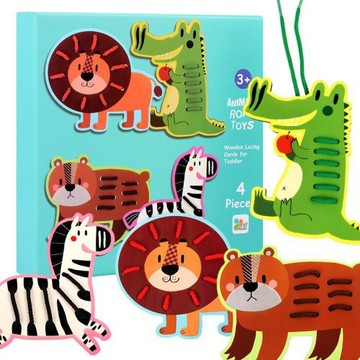兒童精細動作訓練水果動物穿線板幼兒園動手穿繩玩具早教益智教具