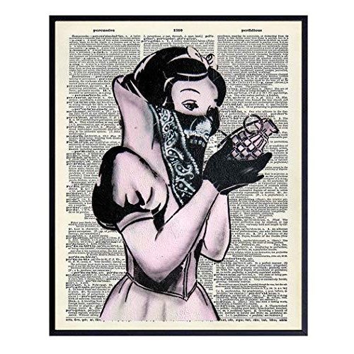 Banksy Snow White Hand Grenade Bandana Poster  Graffiti Wall Art Decor Room