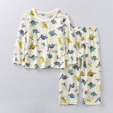 男童睡衣長袖長褲寶寶空調服純棉小孩夏天套裝兒童家居服a類薄款