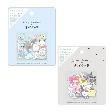 小禮堂 Sanrio 三麗鷗 x Obakenu 幽靈 造型塑膠貼紙 40枚入 (聯名款) 大集合