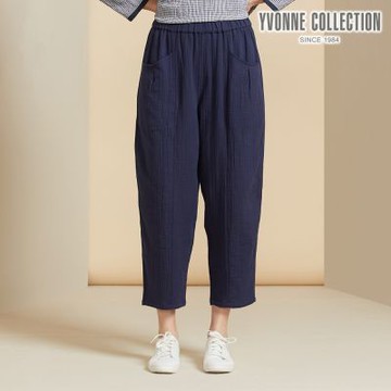 YVONNE 以旺傢飾 雙層棉素面九分褲-丈青