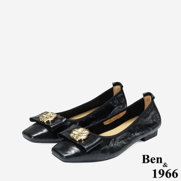 Ben&1966高級植鞣羊皮柔軟舒適包鞋-黑(248281)