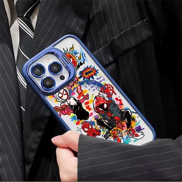 蜘蛛人動漫 磁吸無線充 iPhone 15 Pro Max 蘋果 14 plus i14 i15 護鏡支架 防摔 手機殼