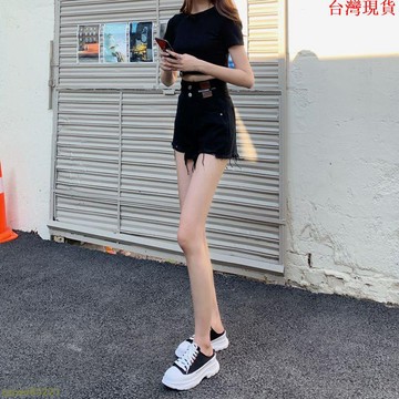 【新品促銷】高腰褲 牛仔褲 短褲女 2026年夏季新款 寬松闊腿 薄款辣妹 A字褲 短褲 黑色褲子