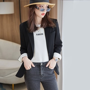 [米蘭精品] 西裝外套休閒西服-條紋袖口修身百搭女外套2色74co39