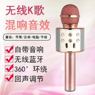 K歌寶 WS-858無線話筒藍牙音箱 USB充電話筒便攜式無線麥克風批發【北歐家居生活】