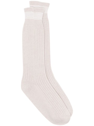Eleventy - ribbed-knit cashmere socks - men - Cashmere/Polyamide/Elastane - One Size - Neutrals