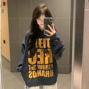 已售9642件💖赤道少女 純棉連帽衛衣 薄衛衣 長袖上衣 oversize 潮流衣服 ins風 刷毛 英文印花 秋冬上