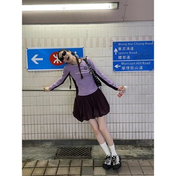 純色女夏季休閑a字型花苞半身裙