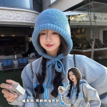 保暖護耳帽子 帽子女 針織帽 包包帽 拉法帽 毛絨帽 雷鋒帽 秋冬季 針織套頭 毛線帽子 女潮 冬天針織帽 百搭帽 顏值
