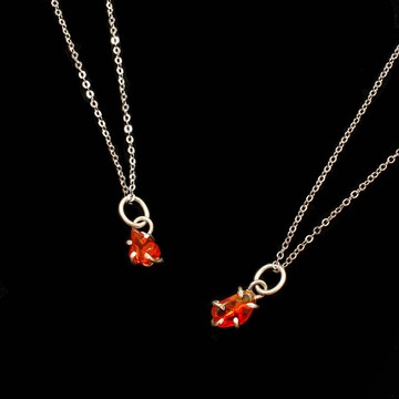 【水晶系列】墨西哥火蛋白 體亮橘無火彩 925純銀墜 (附40cm銀鏈)