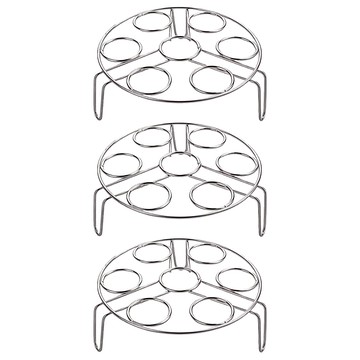 Couselect 不鏽鋼蒸架/加粗加厚家用多功能蒸格/隔熱蒸蛋蒸飯架 高5cm  3個  15cm
