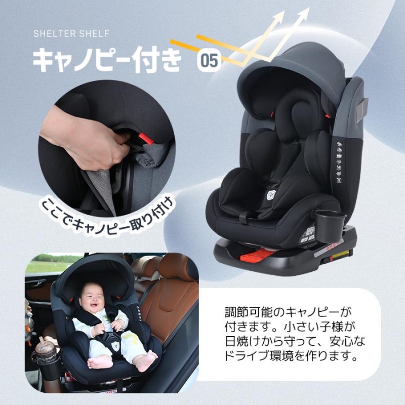 チャイルドシート ISOFIX 新生児 0歳〜10歳 360度回転式 ジュニア