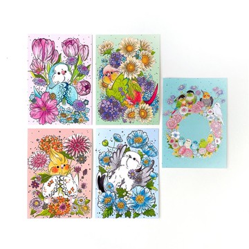 Rolia's 手作 【數位燙銀】四季花卉主題 明信片