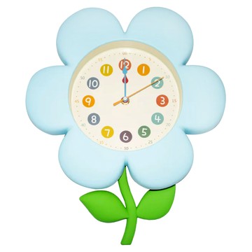 JUST HOME 花朵造型靜音搖擺時鐘 9015-48  藍色