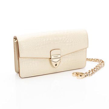 AOL Mayfair2 手拿/肩背包(白)(鱷魚壓紋/金白雙色鍊帶)