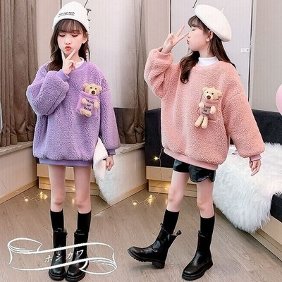 韓国子供服 スウェット 冬服 キッズ 女の子 長袖 ボアトップス モコモコ 厚手 暖かい ジュニア カジュアル 小学生 中学生 お出かけ 通園 通学 子ども服 通販 Lineポイント最大get Lineショッピング