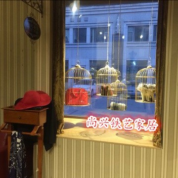 鐵藝鳥籠 服裝店裝飾 鳥籠花籠櫥窗擺件 吊頂鳥籠 包包架