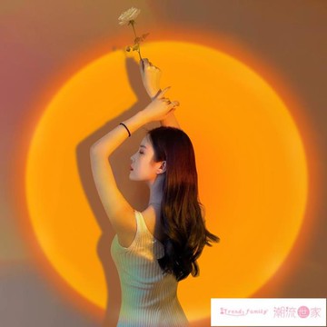 日落燈 網紅拍照日落燈mini小臥室投影氛圍燈usb便攜夕陽燈黃昏落日燈彩~免運 開發票