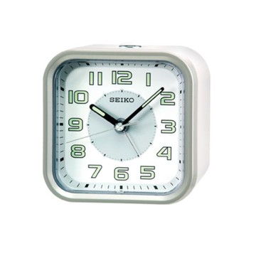 seiko SK037 精工鐘 (QHE128A) 夜光效果方形迷你鬧鐘(白色)/9.4*9.7*6 cm｜樂天全館特惠中★指定刷卡回饋10%