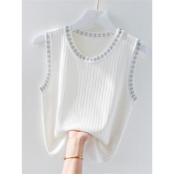 冰絲吊帶背心女內搭西裝白色打底衫寬松亮絲洋氣時髦設計感上衣夏