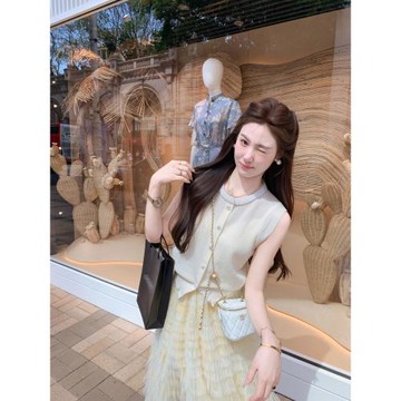 【限時折扣】 針織短袖女夏2026新款馬甲開衫薄款小香風無袖上衣